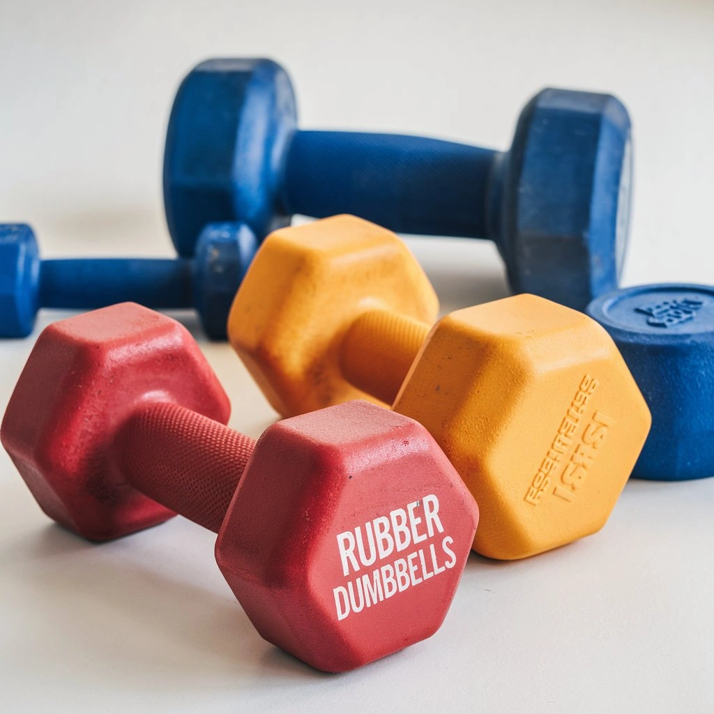 Compact rubber dumbbell set ideal for home gyms.