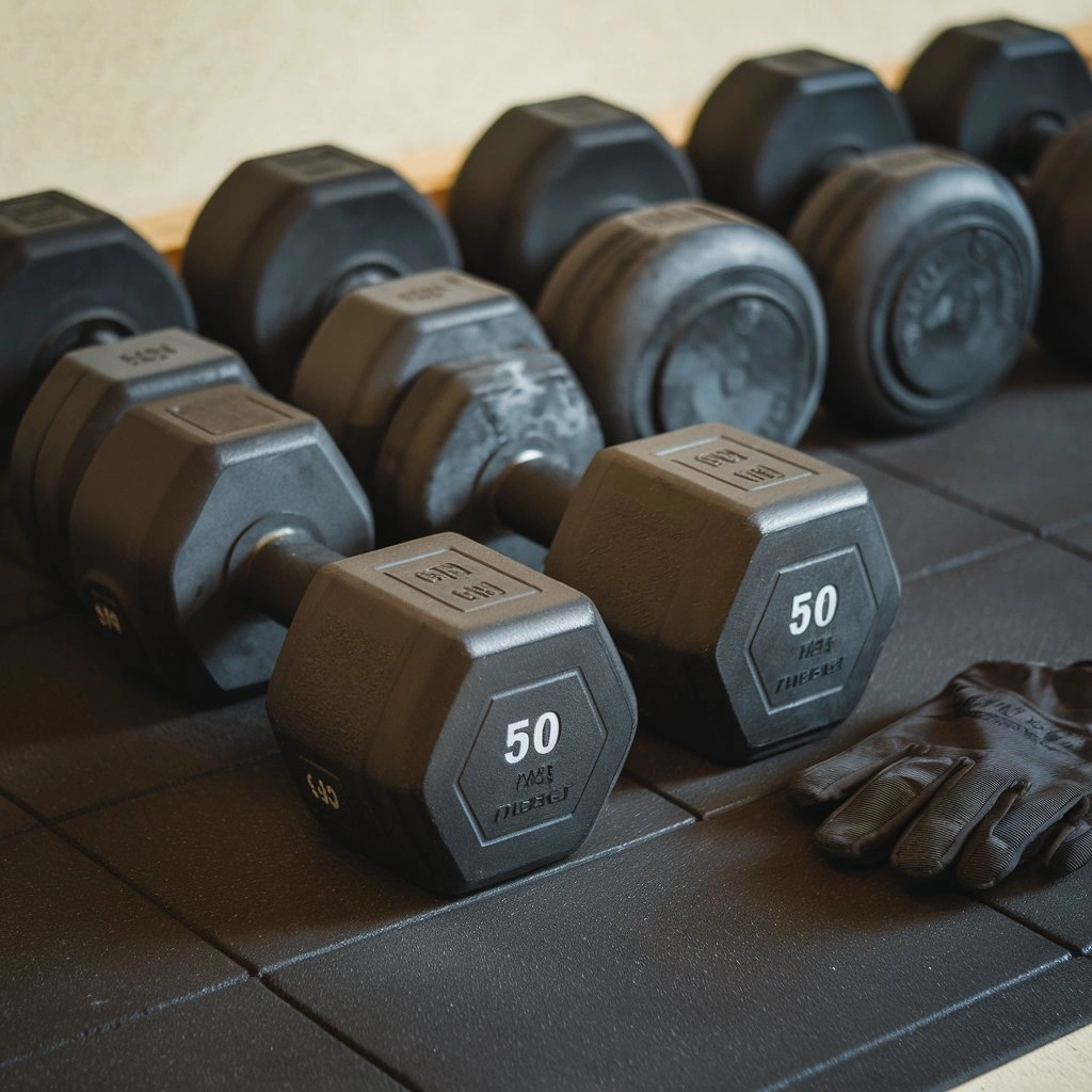 Ergonomic rubber dumbbell set with non-slip handles