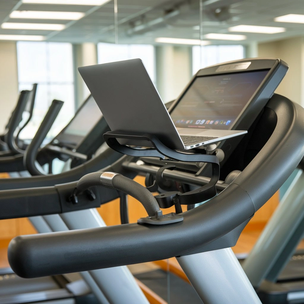 Portable laptop stand for treadmill, perfect for walking while working or browsing.