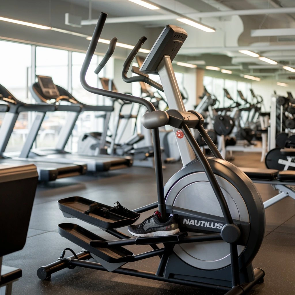 Side view of the Nautilus Elliptical Trainer's ergonomic design and handles.