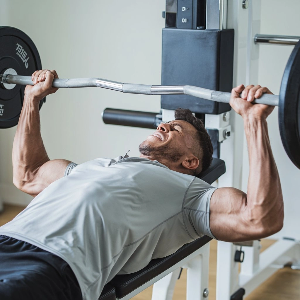 perform bench presses on a Total Gym machine