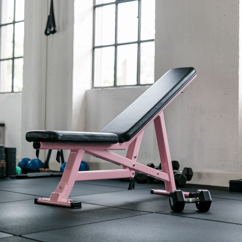 pink gym bench with adjustable